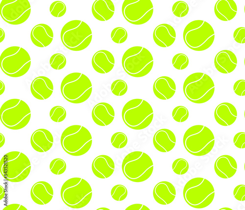 Big tennis game green ball seamless pattern isolated on white background vector. Cartoon doodle sport playing equipment backdrop.