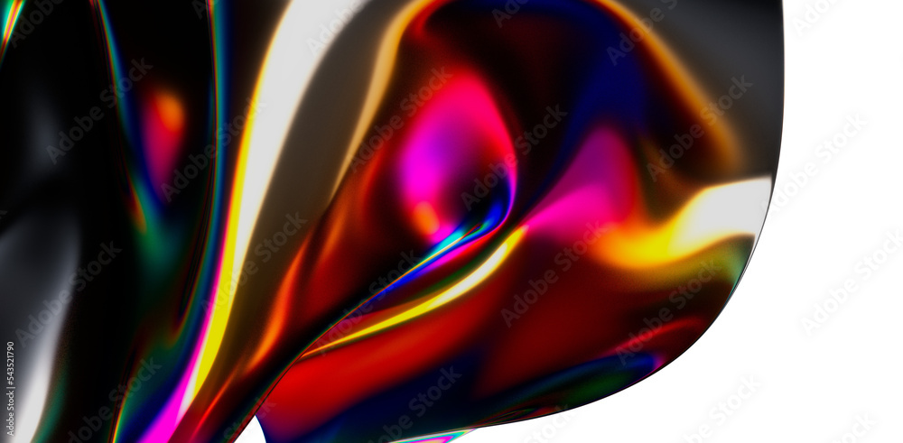 Fototapeta premium Fluid design twisted shapes holographic 3D abstract background iridescent wallpaper