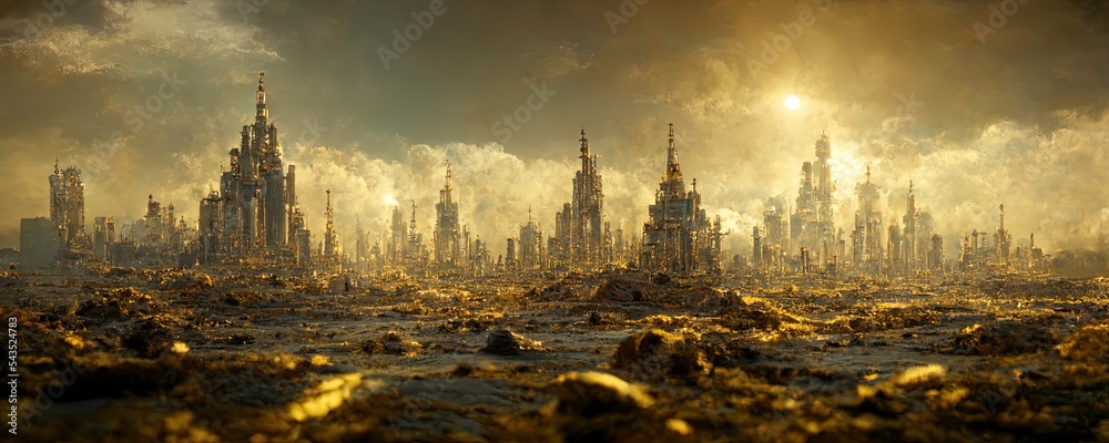 Fototapeta premium Alien world made of gold