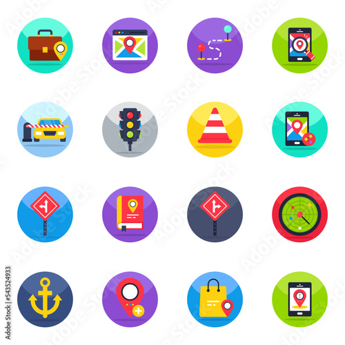 Pack of Map and Navigation Flat Icons 

