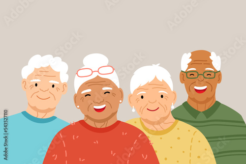 Group of happy smiling old senior people, silver generation. photo
