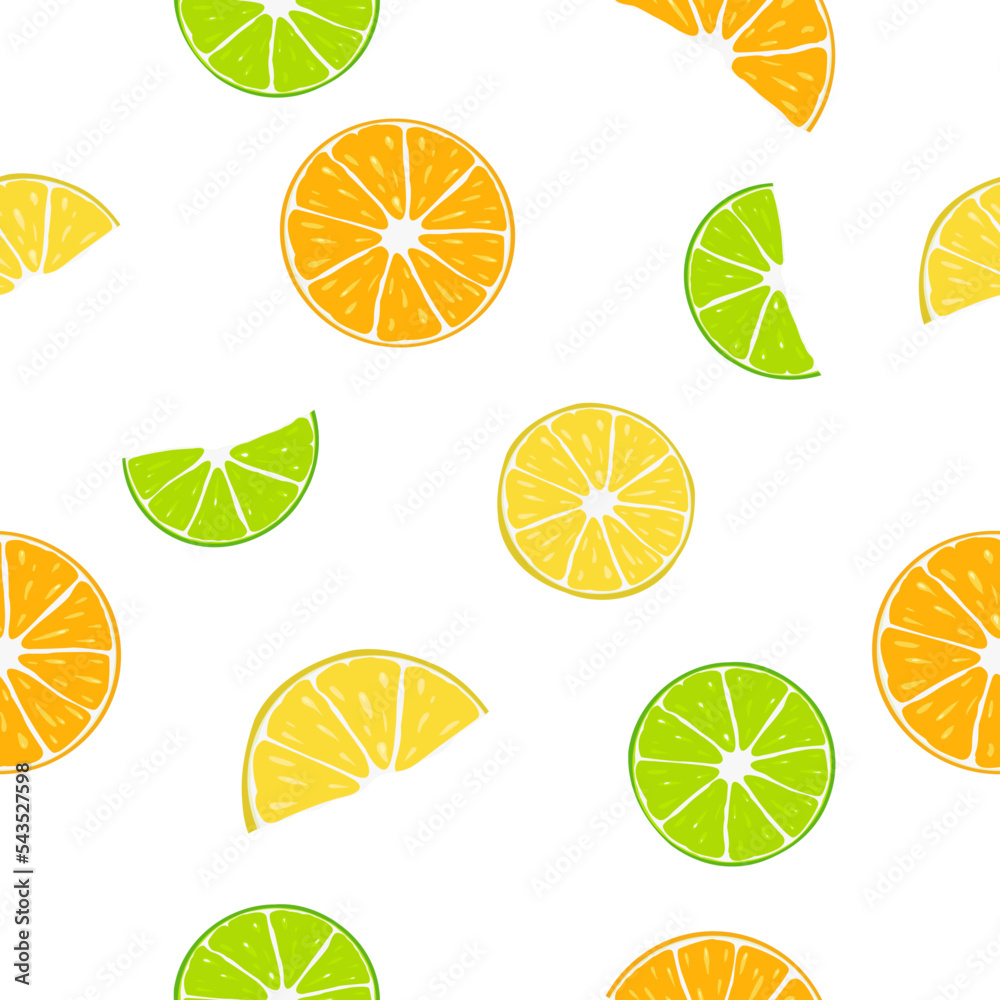 Citrus pattern with slices of lemon lime and orange vector	