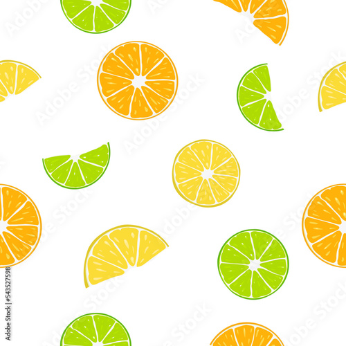 Citrus pattern with slices of lemon lime and orange vector	