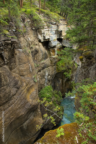 View of the depth of Maligne Canyon in Jasper National Park,Alberta,Canada,North America
