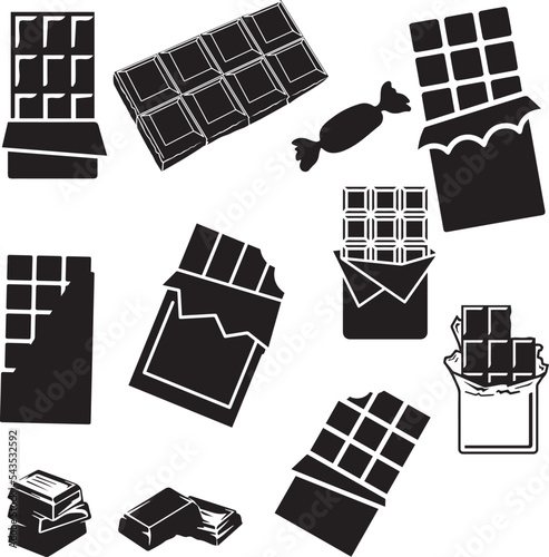 Set of silhouette clip art of different chocolates and candies