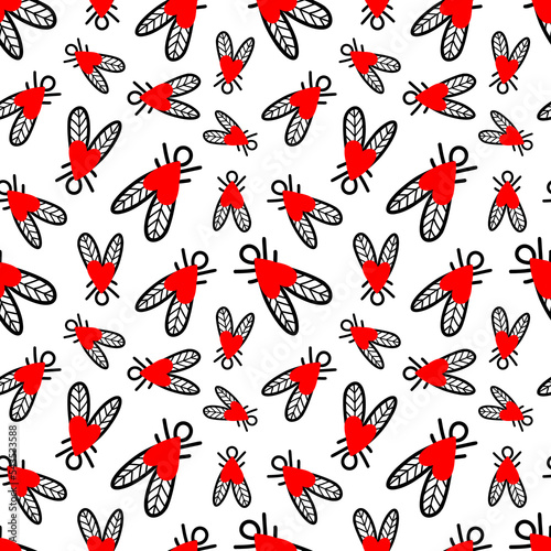 Seamless pattern with flies. Vector illustration
