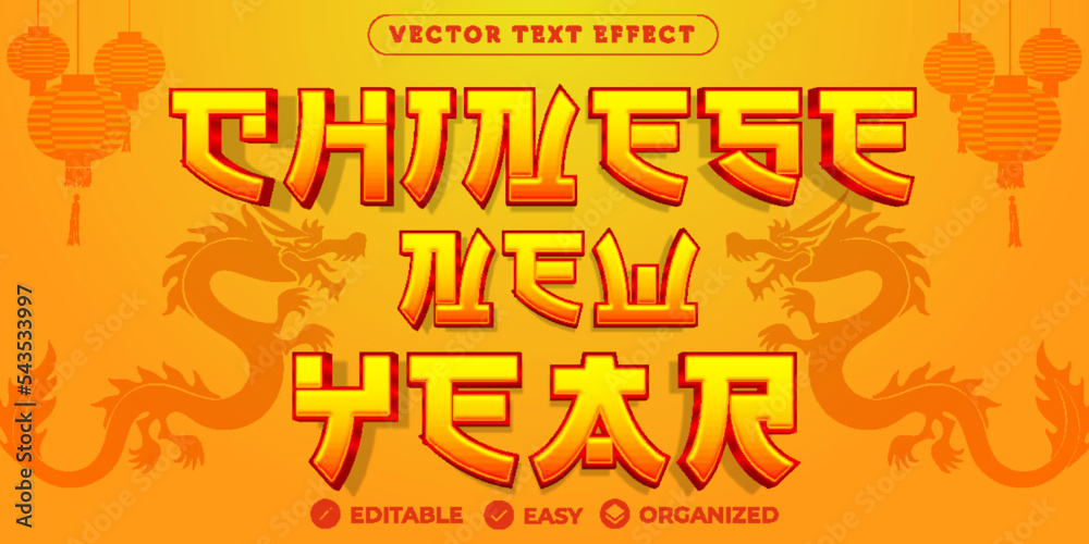 Naklejka premium Chinese New Year Text Effect,Fully Editable Font Text Effect