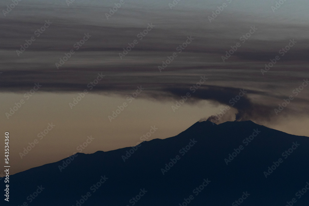 clouds over the volcano Etna
