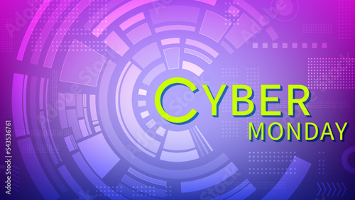 Cyber monday technology background. Sale banner. Vector design