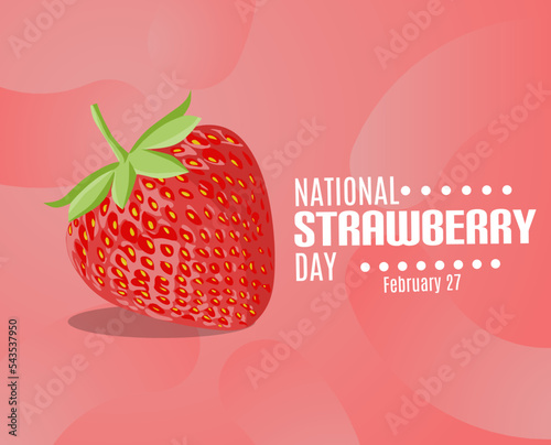 National strawberry day February 27 vector illustration, suitable for web banner or card campaign