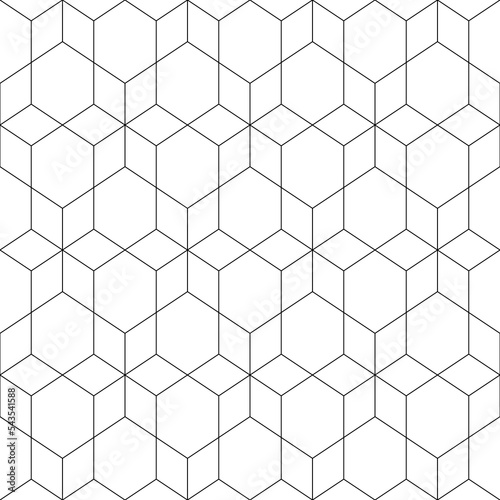 Seamless mosaic pattern. Rhombuses, hexagons ornament. Grid background. Ancient ethnic motif. Geometric grate wallpaper. Parquet backdrop. Digital paper, web design, textile print. Lozenges vector art