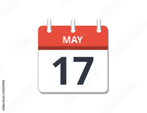 May 17th calendar icon vector. 