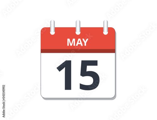 May 15th calendar icon vector. 