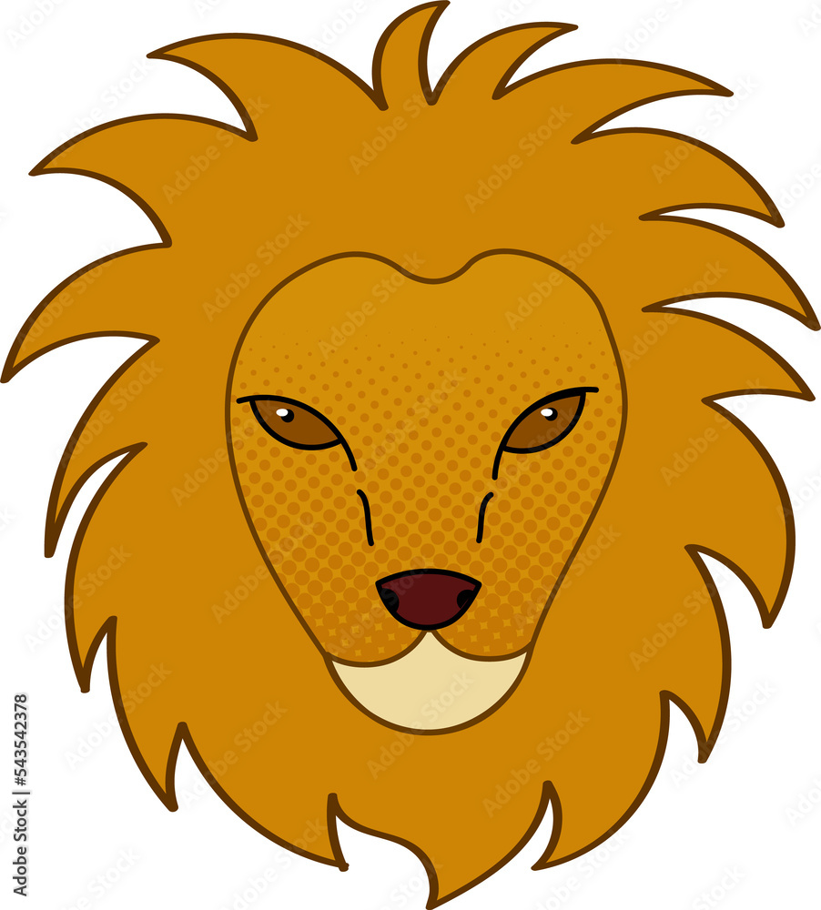 Fototapeta premium Lion illustration with raster.Drawing.Animal.Savage.Cartoon. Dithered