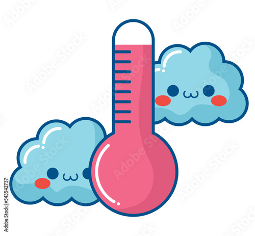 kawaii clouds and thermometer
