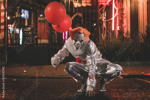 scary clown on halloween photo