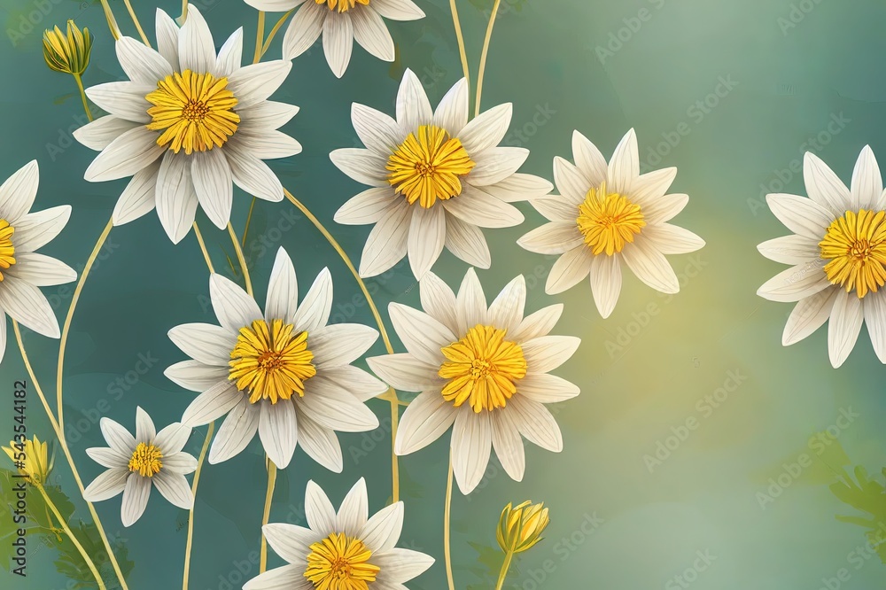 Raster illustration of f Stylish floral seamless rapport summer flowers ...