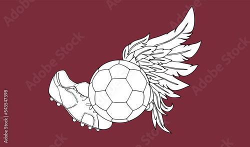 Fifa World Cup Qatar 2022 banner with football boots and ball. Vector illustration of a soccer championship