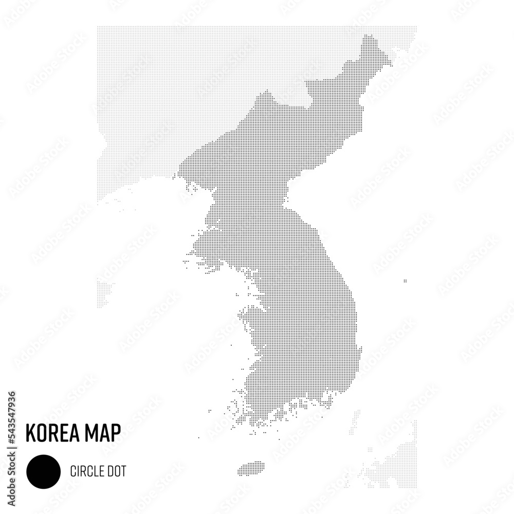 Fototapeta premium 世界地図ドット 朝鮮半島 地域別にグループ