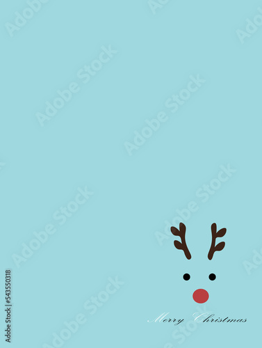 minimalist christmas greeting with cute face of deer