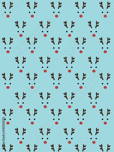 christmas pattern, cute face of deer, abstract background