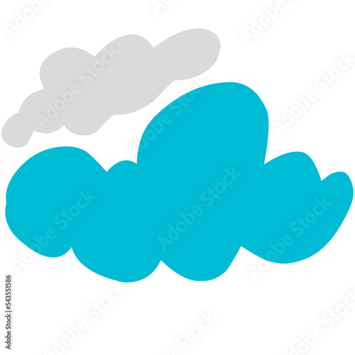 Light blue clouds isolated on a white background. Magic sunset cloud icon rendering on blue sky. vector illustration