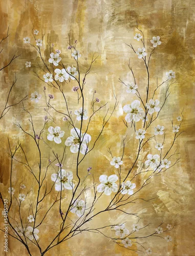 Fototapeta Abstract art colorful flowers  painting. Spring multicolored illustration.