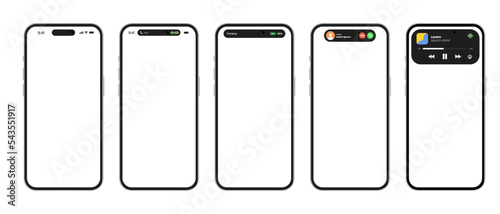 New iPhone 14 pro max with a different kind of dynamic island- mock-up of the new mobile phone in vector art