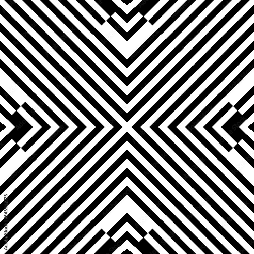 Illusive tile with black white striped diagonal lines and abstract ...