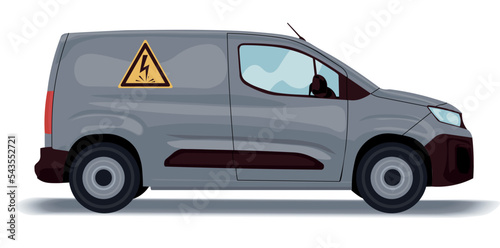 Car of electrician on white background