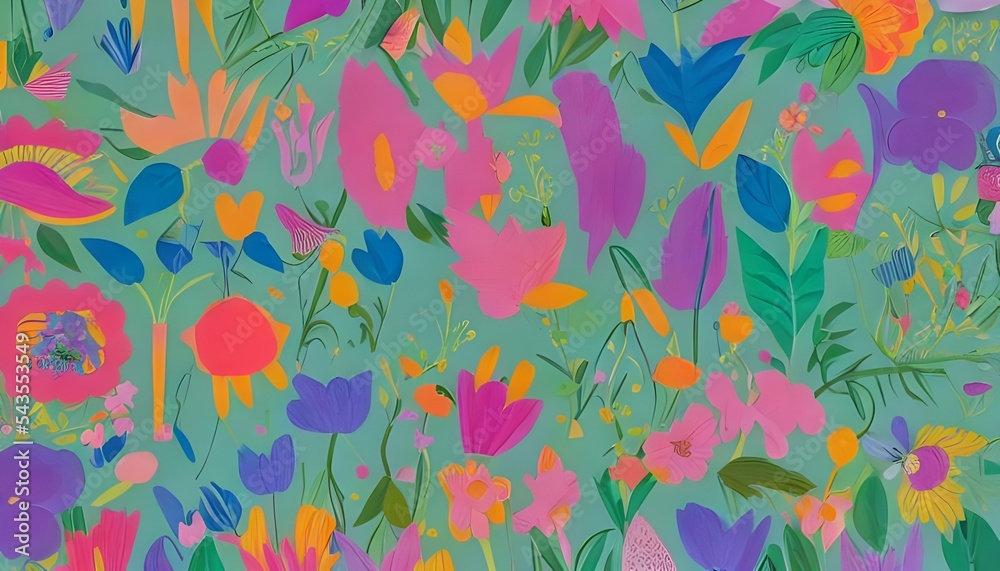 Fototapeta premium The design is of several large paper flowers in various shades. The petals are curled and layered, giving the appearance of fullness. In the center of each flower is a smaller circle made up of many t