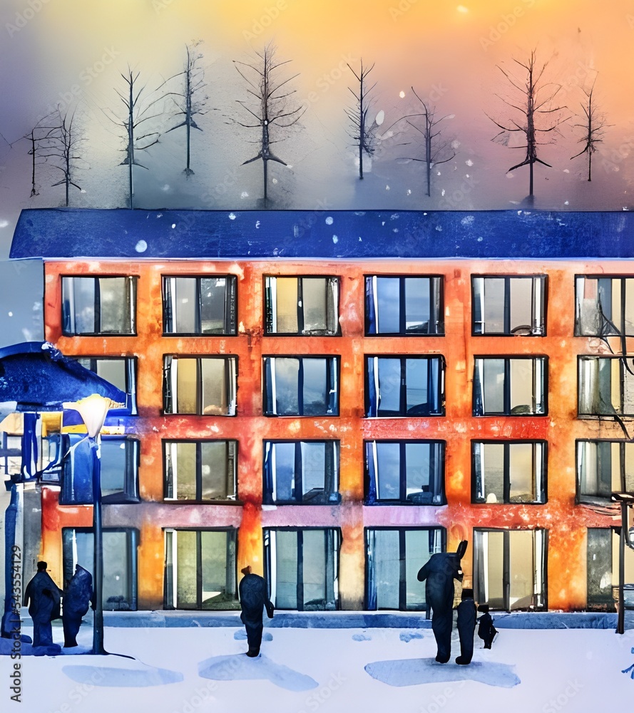 the-watercolor-apartment-buildings-are-standing-in-the-winter-nighttime