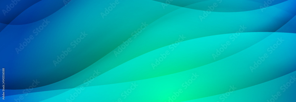 Obraz premium Abstract green blue glossy smooth waves background. Vector design