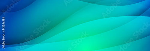 Abstract green blue glossy smooth waves background. Vector design