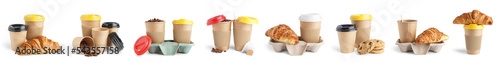 Collage of paper cups with ...