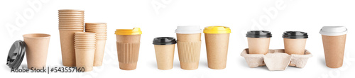 Collection of paper cups on...
