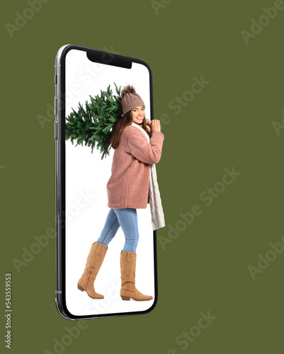 Modern smartphone on white ...