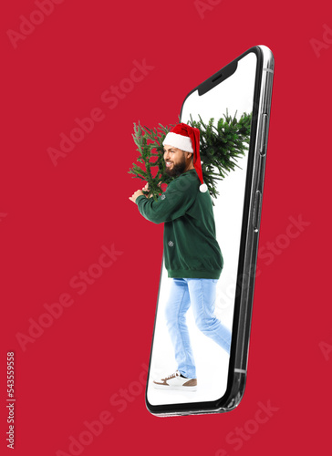 Modern smartphone on white ...