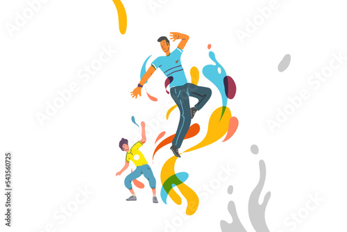Dancing Man with Colorful Splashes
