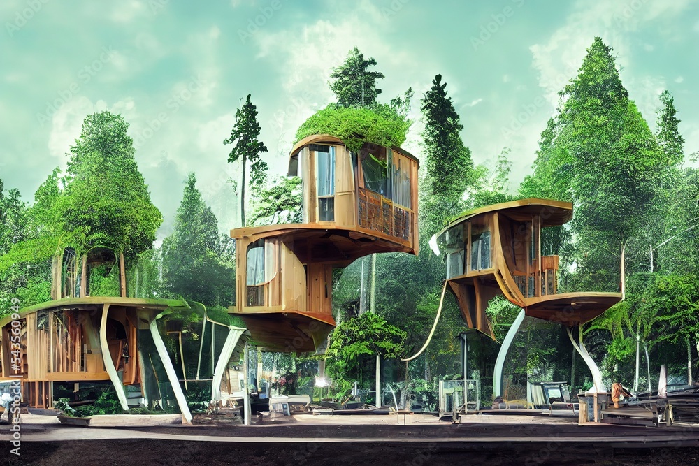 ภาพประกอบสต็อก Spectacular concept art of environmental friendly modern