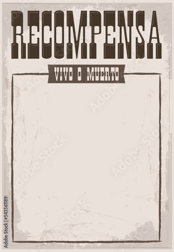 Recompensa Vivo o Muerto, Reward Dead or Alive poster Spanish text template.