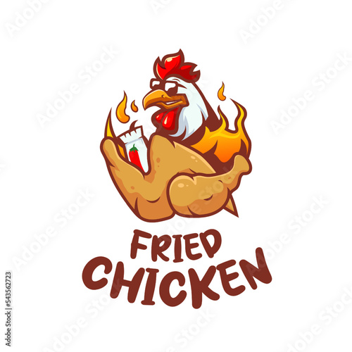 Hot fried chicken logo restaurant fast food
