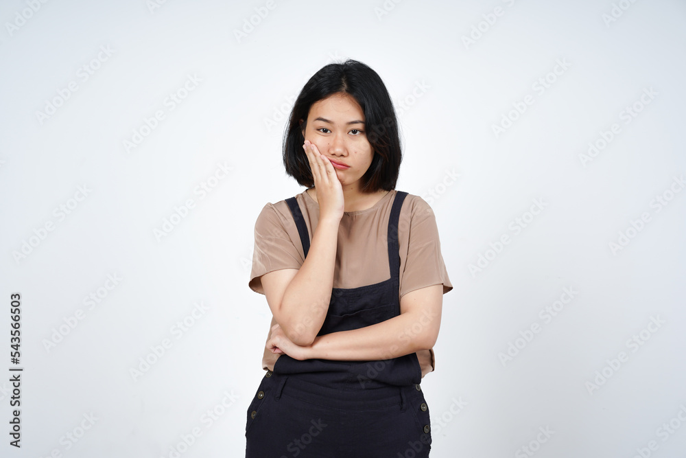 Boring gesture of Beautiful Asian Woman Isolated On White Background Boring gesture of Beautiful Asian Woman Isolated On White Background