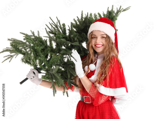 Smiling young woman in sant...