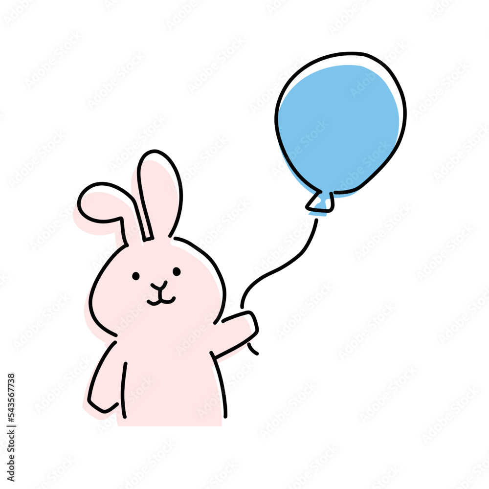 Obraz premium 風船を持ったウサギのベクターイラスト