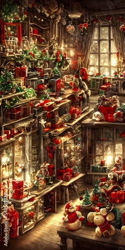 In the Christmas toy factory, there are rows and rows of elves working away at their stations. There is a large conveyor belt in the center of the room that delivers raw materials to each elf. The elv