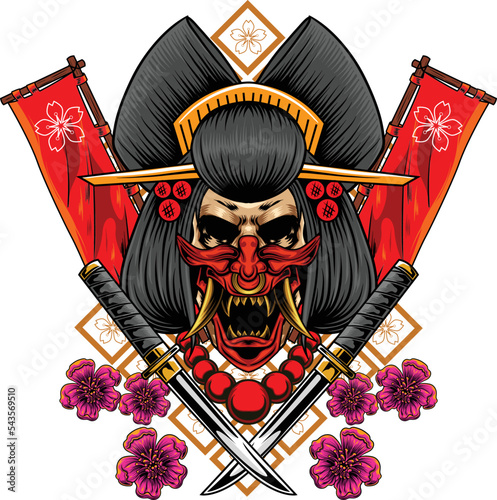 vector illustration of japanese geisha 