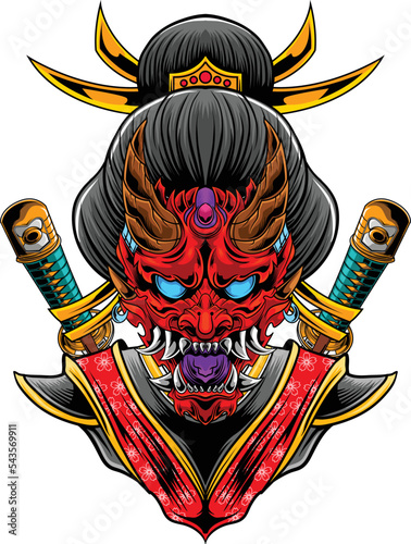 vector illustration of japanese geisha 