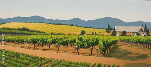 Obraz na plátně wine farm illustration, wine plantations