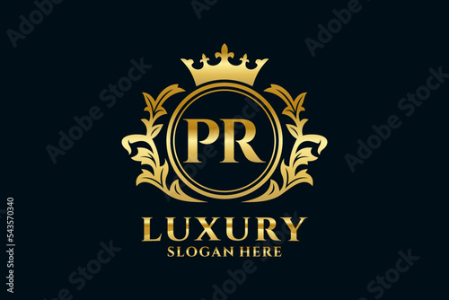 Initial PR Letter Royal Luxury Logo template in vector art for luxurious branding projects and other vector illustration.